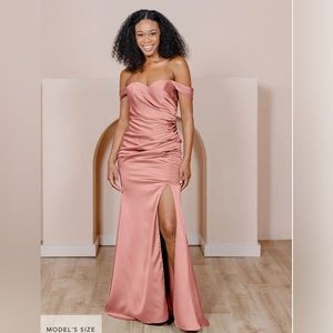 Revelry Bridesmaid Dress: Satin Ariel Style Desert Rose